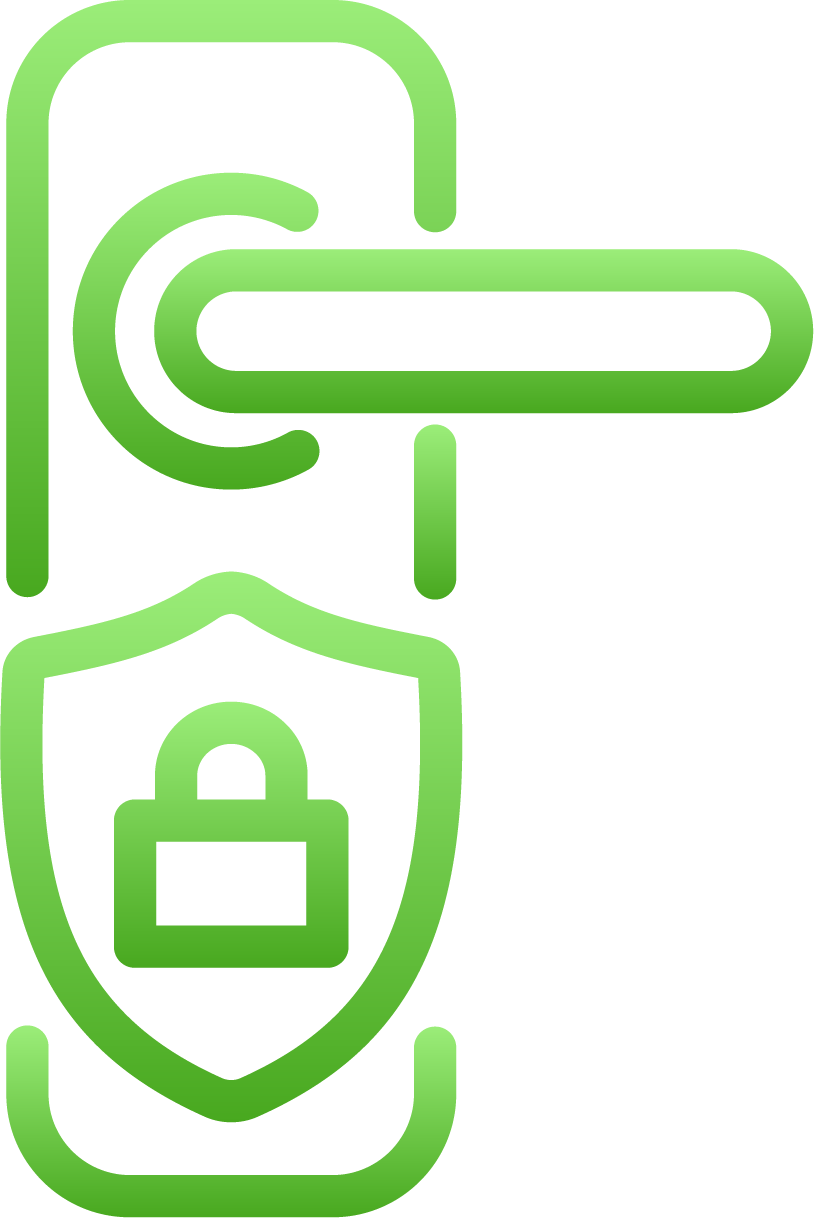 Access control door icon representing keycard and biometric entry systems